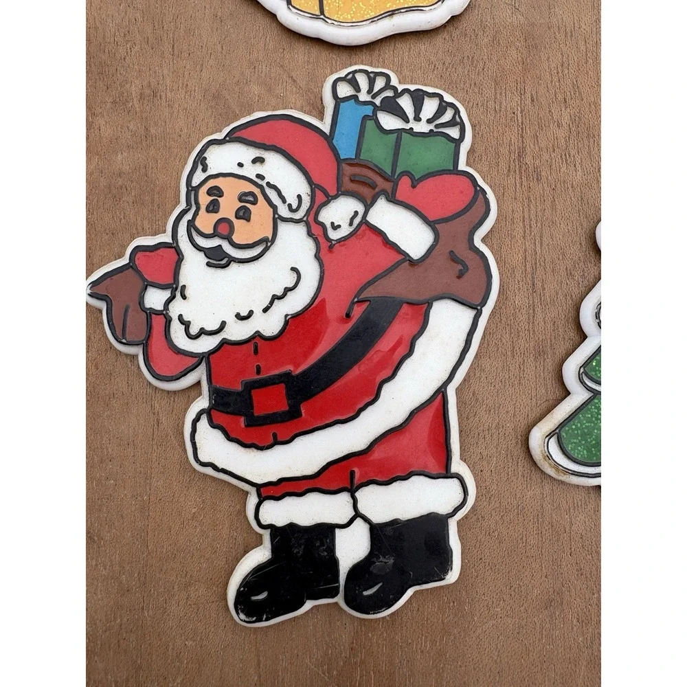 Lot of 4 Vintage Christmas Holiday Refrigerator Magnets Santa Angel Tree Rudolph